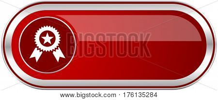 Award red long glossy silver metallic banner. Modern design web icon for smartphone applications
