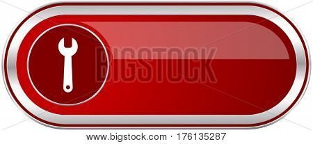 Tool red long glossy silver metallic banner. Modern design web icon for smartphone applications