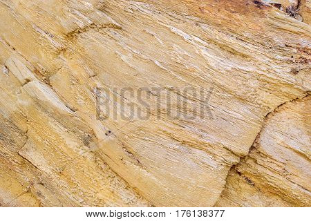 Slice mountain shale texture of stone mountain wall. Stone trail in mountain dangerous path to top of stone landslides. Village Bali Crete island Greece