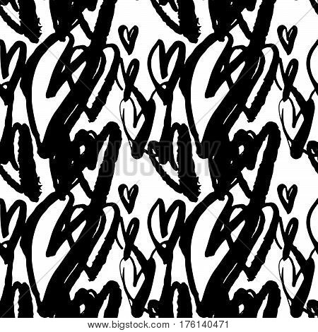 Seamless Brushpen Doodle Pattern Grunge Texture.trendy Modern Ink Artistic Design