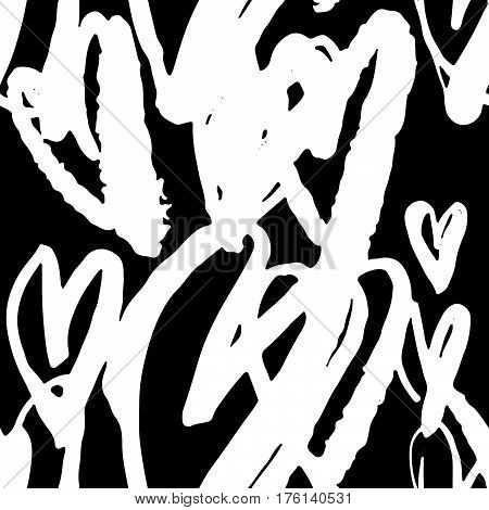 Seamless Brushpen Doodle Pattern Grunge Texture.trendy Modern Ink Artistic Design