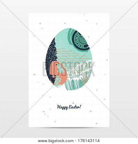 easter greeting card creative template, hand drawn textures and design elements