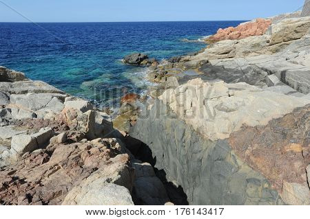 Red Rock at the coast of Arbatax on Sardinia island, Italy