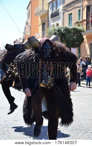 Sardinia, Italy: the old Mamuthones' mask .