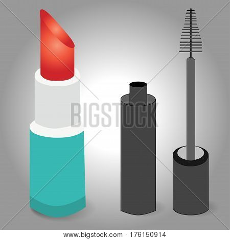 Lipstick and mascara for make-up in simple forms