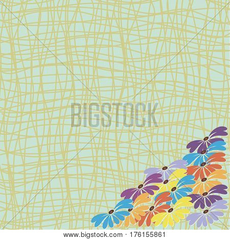 Flowers on a background of yellow lines. Place under the text