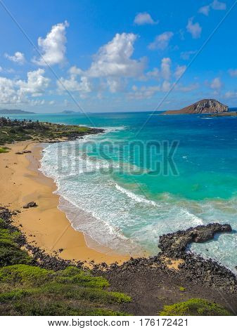 View of Makapu'u Beach and Rabbit Island