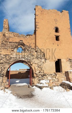 Archaeological Site of Ani Ruins on UNESCO World Heritage List. Kars Turkey ,February 2017.
