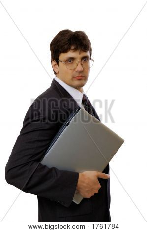 Uomo d'affari con il computer portatile