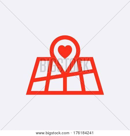 pointer pin up icon with heart stock vector illustration flat design
