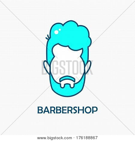 Logo barber. The head of a man with a modern haircut, a fashionable beard of mint color.Beauty Fashion head for hairdressers, hair salons, hair salons, spas, hair dyes, beauty studios