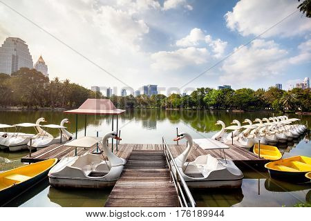 Boat In Lumpini Park In Bangkok
