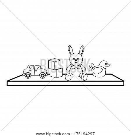 Toys on ledge icon vector illustration design