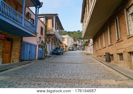 View Of Street In Signagi Or Sighnaghi City. Georgia