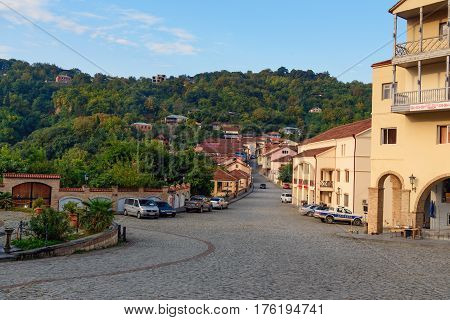 View Of Street In Signagi Or Sighnaghi City. Georgia