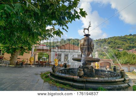Fountain In Signagi Or Sighnaghi City. Georgia
