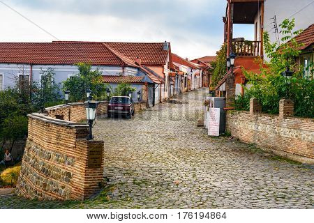 View Of Street In Signagi Or Sighnaghi City. Georgia