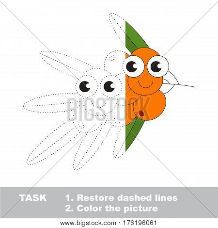 Buck thorn branch in vector to be traced. Restore dashed line and color the picture. Visual game for children. Easy educational kid gaming. Simple level of difficulty. Worksheet for kids education.