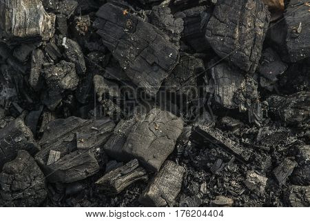 A fireplace. Coal. Ash. Place for barbecue