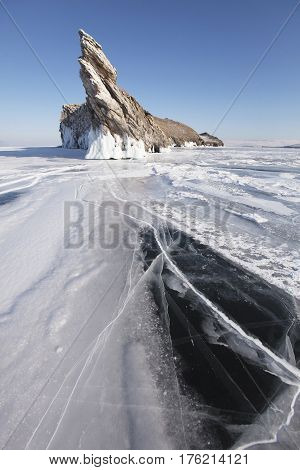 Lake Baikal. Ogoi Island. Winter Landscape
