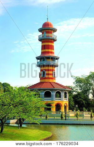Bang Pa-In Royal Palace known as the Summer Palace. Located in Bang Pa-In district Ayutthaya Province THAILAND