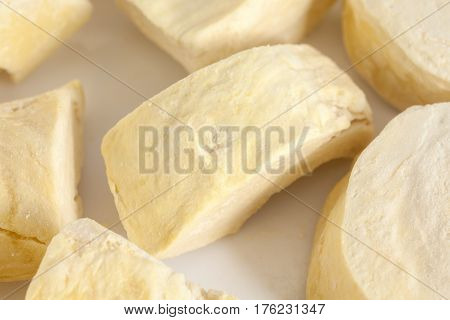 Durian Zibethinus King Of Fruit Freeze Dry On White Background