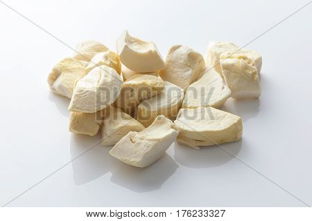 Durian Zibethinus King Of Fruit Freeze Dry On White Background