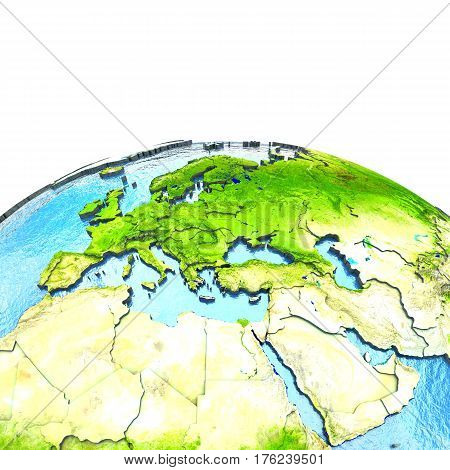 Emea Region On Model Of Earth