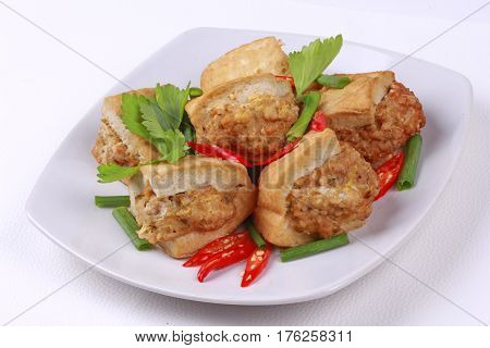 Fried Gold Bar As Spicy Fried Tofu Wrap Minced Pork .
