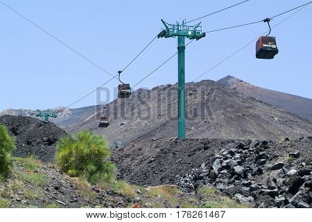 The Cableway Of Mount Etna On Sicily