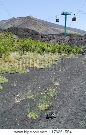 The Cableway Of Mount Etna On Sicily