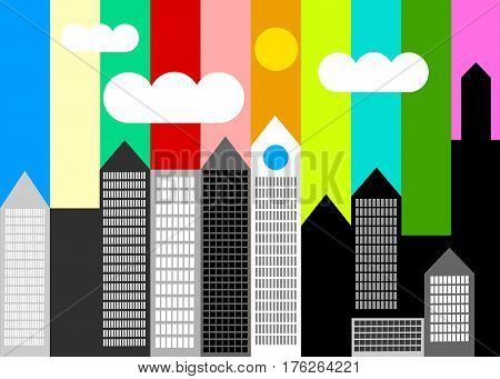 vector house silhouette skyscraper windows building roof
