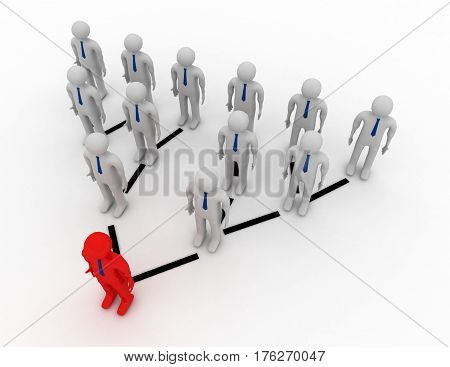 3D Small People Standing Numbers As A Pyramid. 3D Image.