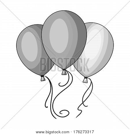 Blue pink and yellow balloons for children. Children s toys in the amusement park.Amusement park single icon in monochrome style vector symbol stock web illustration.