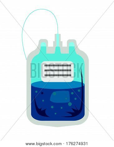 Blue medicine drop counter is full of fluid
