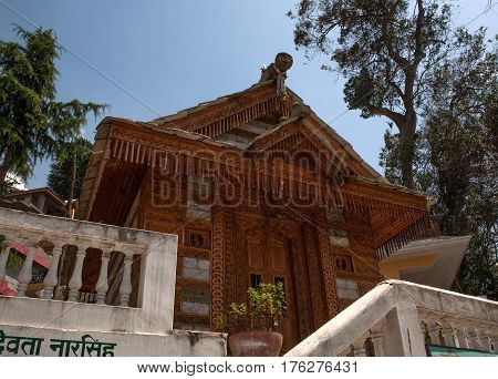 MANALI, INDIA. Wooden ancient Hindu Temple Jagtipath. Naggar, district of Kullu in Himachal Pradesh, India.