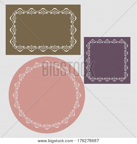Patterned frames in the form of a circle, square, rectangle