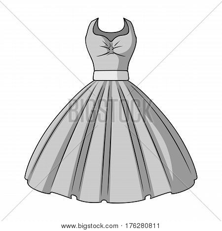 White fluffy wedding dress for a girl. Wedding wear.Women clothing single icon in monochrome style vector symbol stock web illustration.