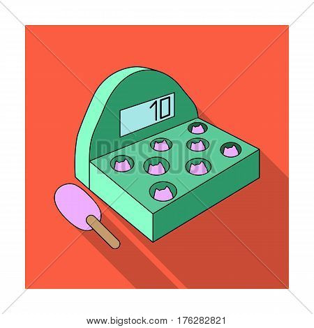 Attraction with a hammer to beat pop-up animals.Amusement park single icon in flat style vector symbol stock web illustration.