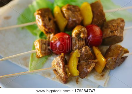 Seitan Kebabs On Plate
