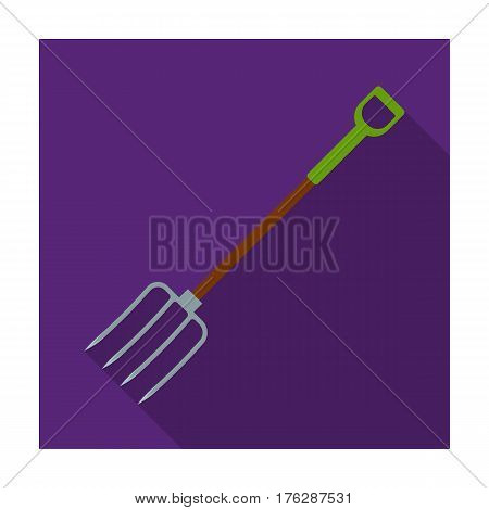 Metal garden forks with plastic handle for working with hay.Farm and gardening single icon in flat style vector symbol stock web illustration.