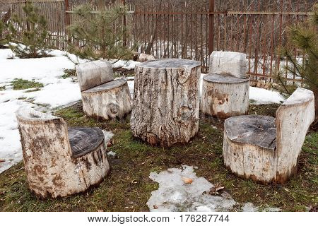 Self-made Wooden Furniture On The Street