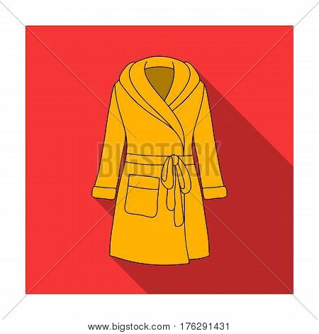 Green lady s gown after bath. Home clothes for women. Woman clothes single icon in flat style vector symbol stock web illustration.