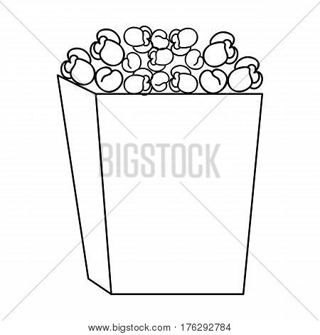 Popcorn in a blue box. Food for an amusement park and a movie trip.Amusement park single icon in outline style vector symbol stock web illustration.