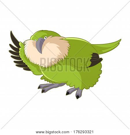 Vector image of the Cartoon greeting Kakapo