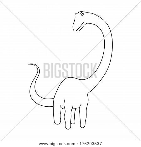 Cute Monster kids logo monster .A green dinosaur in an amusement park. Jurassic Park.Amusement park single icon in outline style vector symbol stock web illustration.