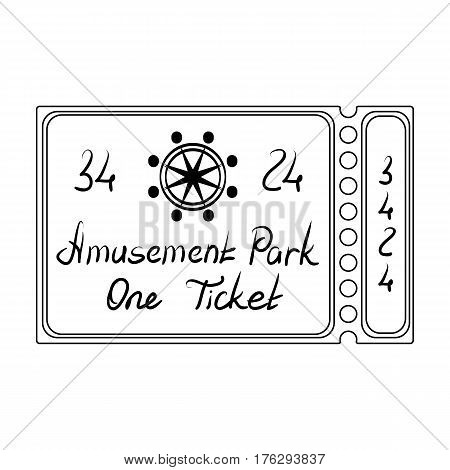 Ticket for passage to the territory of the amusement park.Amusement park single icon in outline style vector symbol stock web illustration.