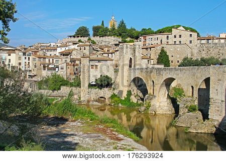 Besalu Spain - September 09 2014: View of Besalu village (Catalonia Spain)