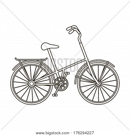 Children s bicycle with low frame and luggage compartment flaps.Different Bicycle single icon in outline style vector symbol stock web illustration.