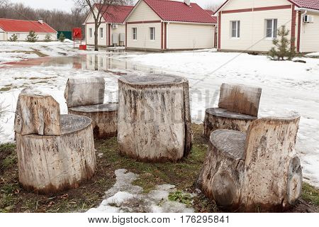 Self-made Wooden Furniture On The Street
